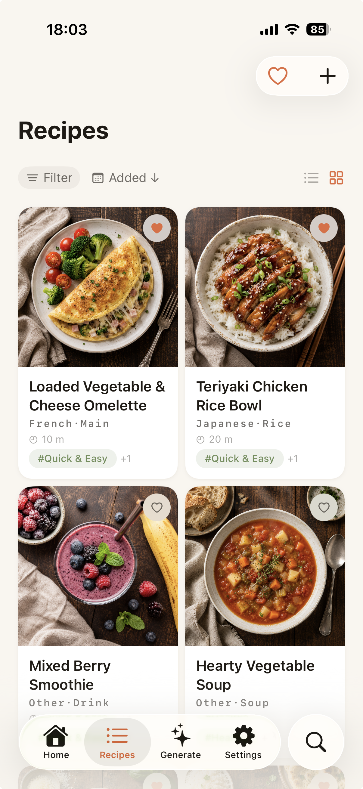 Mealio recipe library